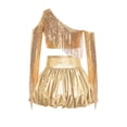 thumbnail image 4 of iiniim Girl's 2 Piece Dance Outfits Jazz Hip Hop Performance Dance Top and Metallic Bubble Skirts Set Gold 12, 4 of 7