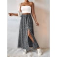 thumbnail image 5 of Women'S Floral Print Wrap Skirt, Casual Side Slit Midi Skirt for Vacation & Resort Wear Black XL, 5 of 9