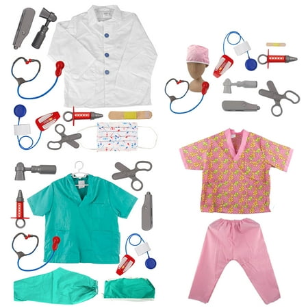 TopTie Doctor Nurse Role Play Set Dress Up Surgeon Costumes Set For Kids Great Gift Idea-3 Sets-S