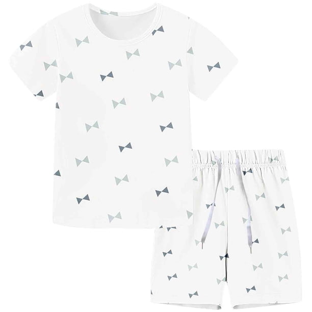 ¡Liquidación de verano! Pantalones cortos Honeeladyy de manga corta para niños con cordón ajustable, ropa deportiva estampada para hombre y mujer, conjunto de verano de dos piezas para exteriores