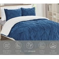 thumbnail image 2 of Elegant Comfort 3-Piece Set Pinch Pleated Sherpa Comforter Reversible and Luxurious. Fresh, Comfy Fabric, Pinch Pleated Sherpa Comforter, King, Pacific Navy, 2 of 5