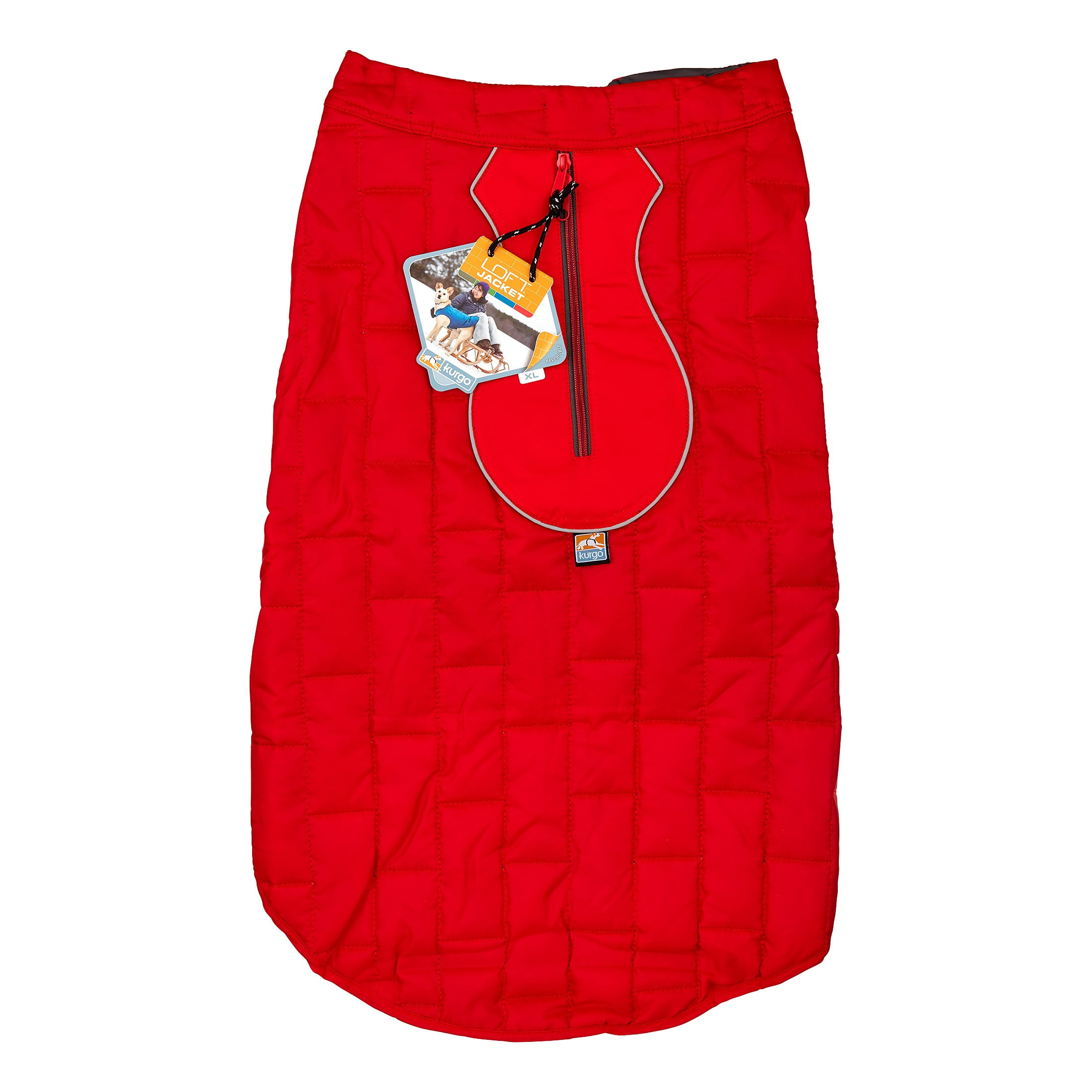 Kurgo Loft Dog Coat, Extra Large, Chili Red & Dark Charcoal