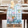 thumbnail image 3 of Table Runners 90 Inches Long Dress Scarves, Easter Farmhouse Coffee/Dining/Kitchen Table Runner for Living Room, Blue Truck Eggs Bunny Checkered Farmhouse 13x90 Inch, 3 of 9