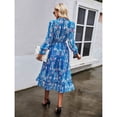 thumbnail image 3 of OUSIMEN Women's Casual Long Sleeve V Neck Loose Floral Dress Long Dresses Swing Dress for Women, 3 of 5