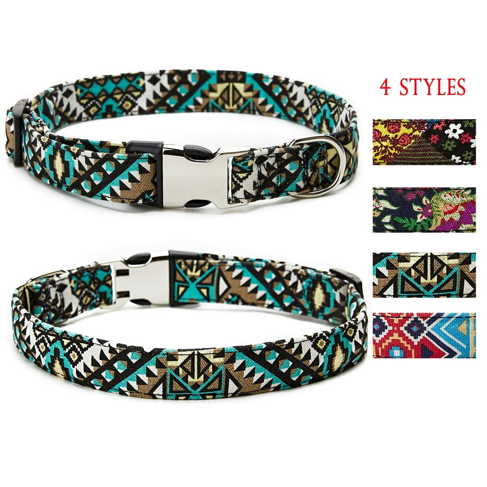 SAYFUT Heavy Nylon Dog Collar with Metal Buckle Pattern Adjustable Pet