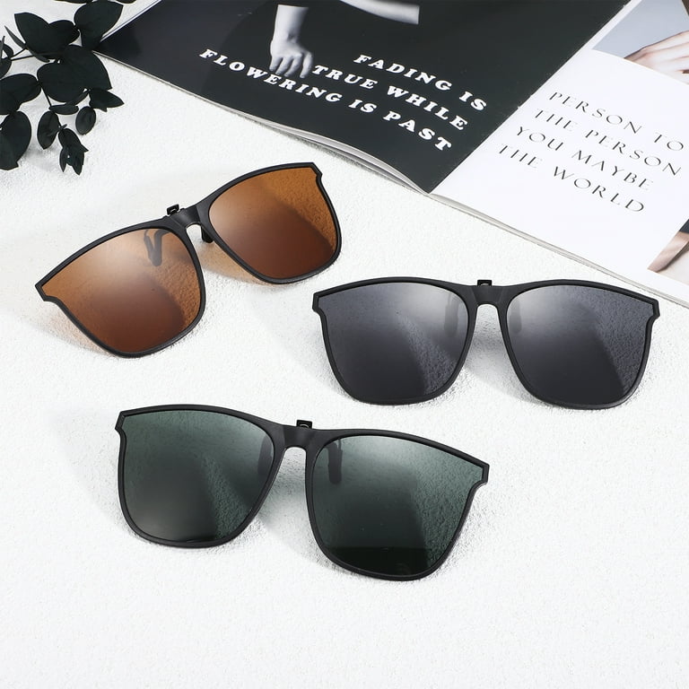 Yanxinjia 3 Pairs Sun Glasses Man Sunglasses Polarized Sunglasses Clips Fashion Clip-On Mirror PC Travel, Men's, Size: One size, Grey