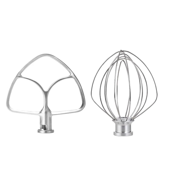 Stainless Steel 2-Piece Flat Beater & 6-Wire Whisk for KitchenAid 4.5-5QT Tilt-Head