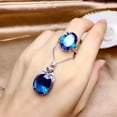 thumbnail image 4 of Womens Copper Geometric Ring with Simulated Dark Blue Zircon Diamond Treatment Round Female Jewelry Fashion Ring and Necklace Gift for Her, 4 of 5