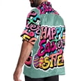 thumbnail image 3 of Easter Font Men's Casual Short Sleeve Printed Button Down Spread Collar Tops Summer Beach Shirts Unisex, 3 of 6