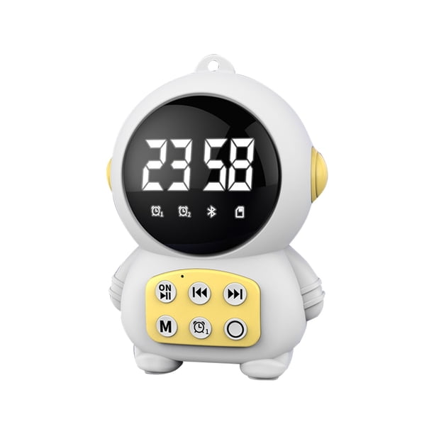 Altavoces Bluetooth Robot Espacial Inalámbrico Altavoces de Escritorio Reloj Despertador Radio Espejo Portátil Bluetooth Altavoces Pequeños Bluetooth con Subwoofer
