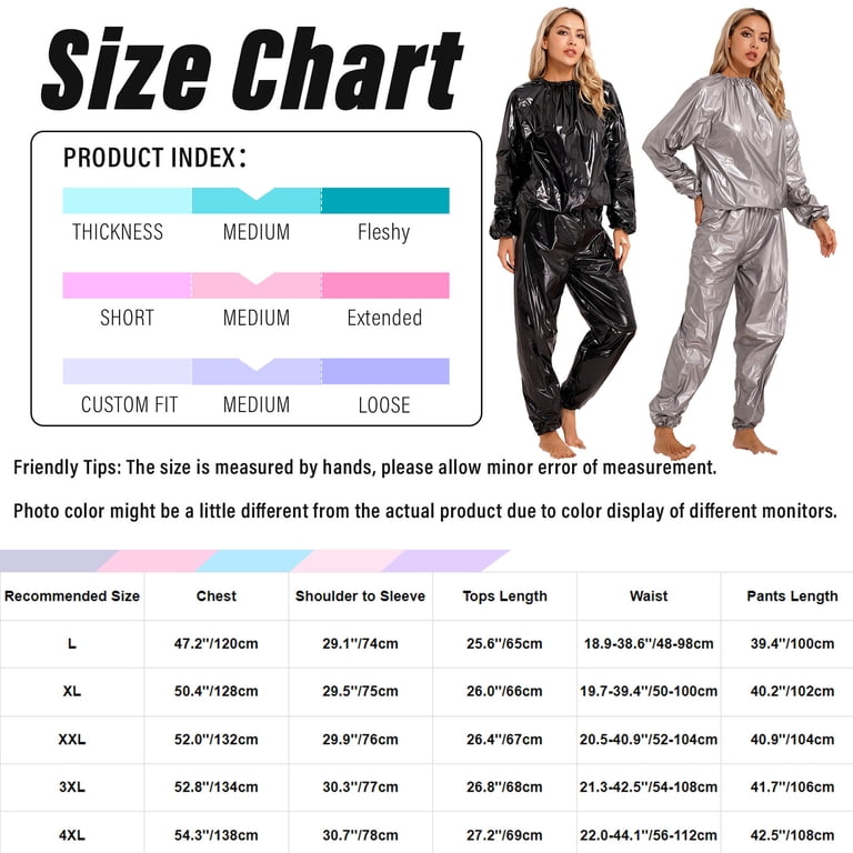YEAHDOR Womens Mens Sauna Suit Long Sleeve PVC Elastic Cuffs 