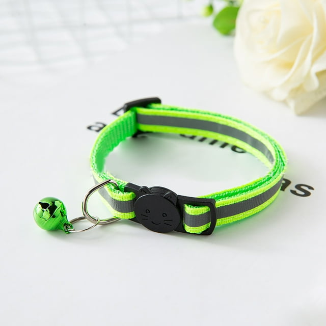 Collar con cascabel para mascotas, hebilla de seguridad, ajustable, reflectante, para gatos, con cascabel para perros, cachorros y gatitos, color fluorescente.