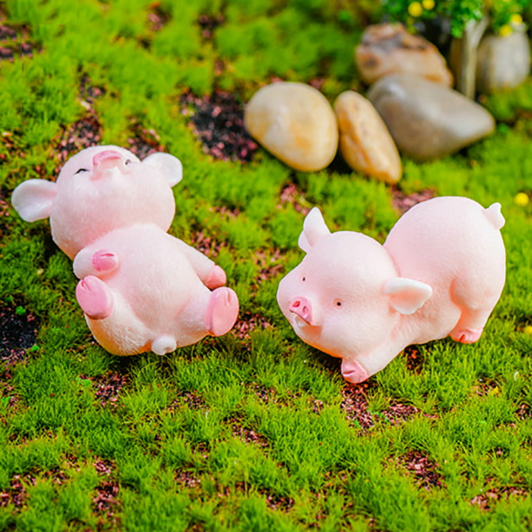 Set Of 8 Miniature Resin Pig Cake Toppers, Cupcake Toppers