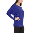 thumbnail image 2 of Women's Solid Long Sleeve Jersey Dolman Style Boat Neck Casual Tee Top S-3XL, 2 of 3