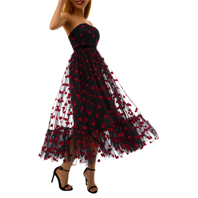 knee length dresses for ladies Color Me Love Tie-Up Dress | Womens Red Layered Floral Dress main image 0