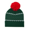 thumbnail image 2 of Holiday Time Women's Fair Isle Reindeer Pom Pom Beanie Hat Green, 2 of 3