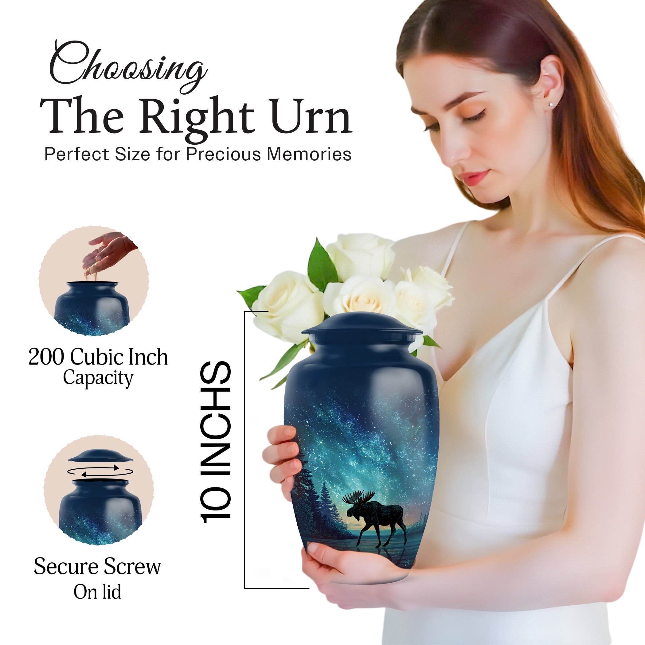 JAGSHASHI Moose Urns for Human Ashes Adult Man - 10 Inch Moose Cremation Handmade Urn for Human Ashes, Moose Purple Urns for Adult Man, Pet Urn for Dogs ( Rainbow, 200 Cubic Inches)