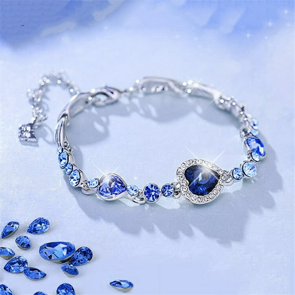 Silver Ocean Heart Rhinestone Bracelet for Women Heart Jewelry for Girls Elegant and Stylish Accessory for Any Occasion
