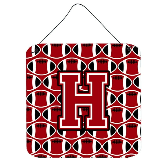 Letter H Football Red Black and White Wall or Door Hanging Prints