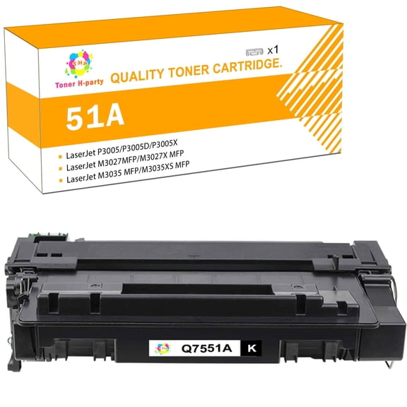Toner H-Party 1-Pack Compatible Toner Cartridge for HP Q7551A Used with LaserJet P3005 P3005D P3005X P3005N P3005DN, M3027 MFP, M3027X MFP, M3035 MFP, M3035XS MFP Printer Black