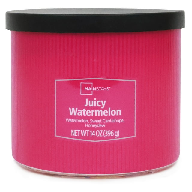 Bougie parfumée Mainstays à 3 mèches, enveloppée texturée à la pastèque juteuse, 14 oz