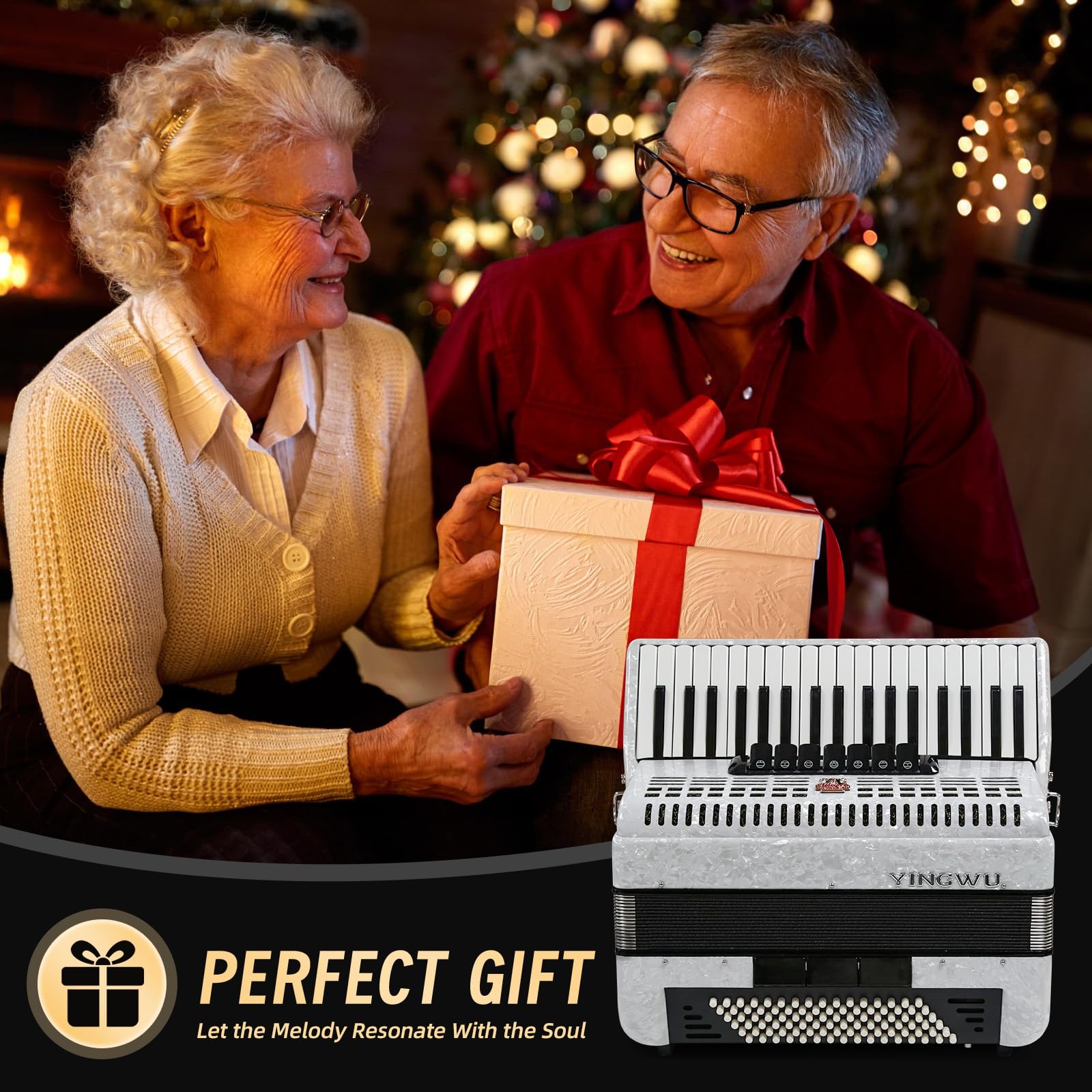 Accordion, 37 Keys 96 Bass Professional Accordion for Beginners and Advanced Players with Backpack and Strap