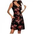 thumbnail image 1 of Vestido de playa casual de verano para mujer sin mangas con cuello en V hasta la rodilla Fridja hjkh3598, 1 of 6