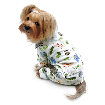 

Klippo KBD099L Zoo Animals Flannel Pajamas with 2 Pockets White & Green - Large