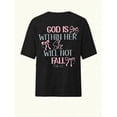 thumbnail image 2 of God Is In Her Heart She Will Not Fall Short Sleeve Loose Black T-Shirt, Christian Jesus Christ Religious Bible Verse T-Shirt For Women, 2 of 4