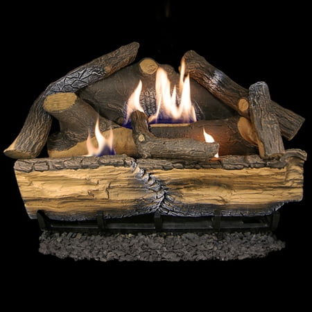 Cedar Ridge Hearth Recon 24-in 32,000-BTU Dual-Burner Ventless Gas Fireplace Logs with