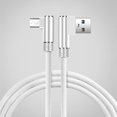 thumbnail image 4 of Injueey Línea de datos tejida de nailon de doble codo de 1/2/3 metros para Cable de datos de teléfono Android USB 3,0 Cable de repuesto Teléfono y Comunicación Blanco 3 metros, 4 of 6