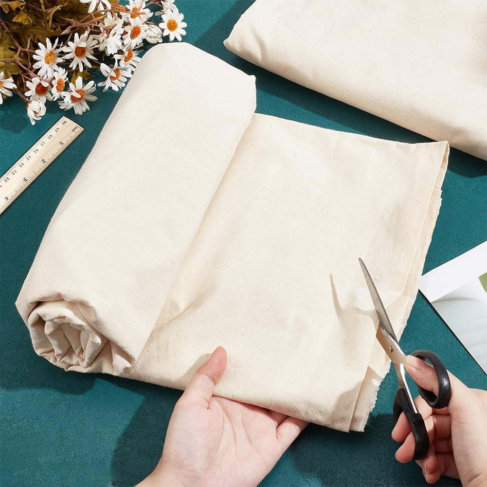 3.3Yards Cotton Canvas Fabric 63Inch Wide Painting Canvas Fabric Cotton Canvas Unprimed Multipurpose Canvas Fabric for Bleached Tie-Dye Oil and Acrylic Paint WhiteSmoke DIY WhiteSmoke