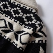 Men's Thickened Argyle Knit Sweater Coat Long Sleeve Lapel Collar V Neck Button Down Color Block Cardigan Outerwear Beige L