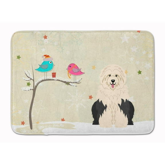 Christmas Presents between Friends Old English Sheepdog Machine Washable Memory Foam Mat