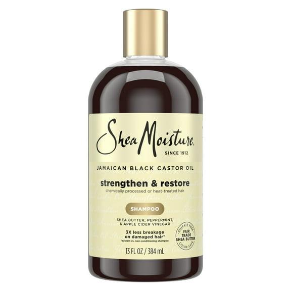 SheaMoisture Strengthen And Restore Shampoo 100% Pure Jamaican Black Castor Oil, 13 fl oz