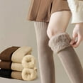 thumbnail image 2 of Women Winter Warm Long Socks Thicken Soft Thermal Knee-High Stockings Solid Fluffy Female Over Knee Sock Girl, 2 of 9
