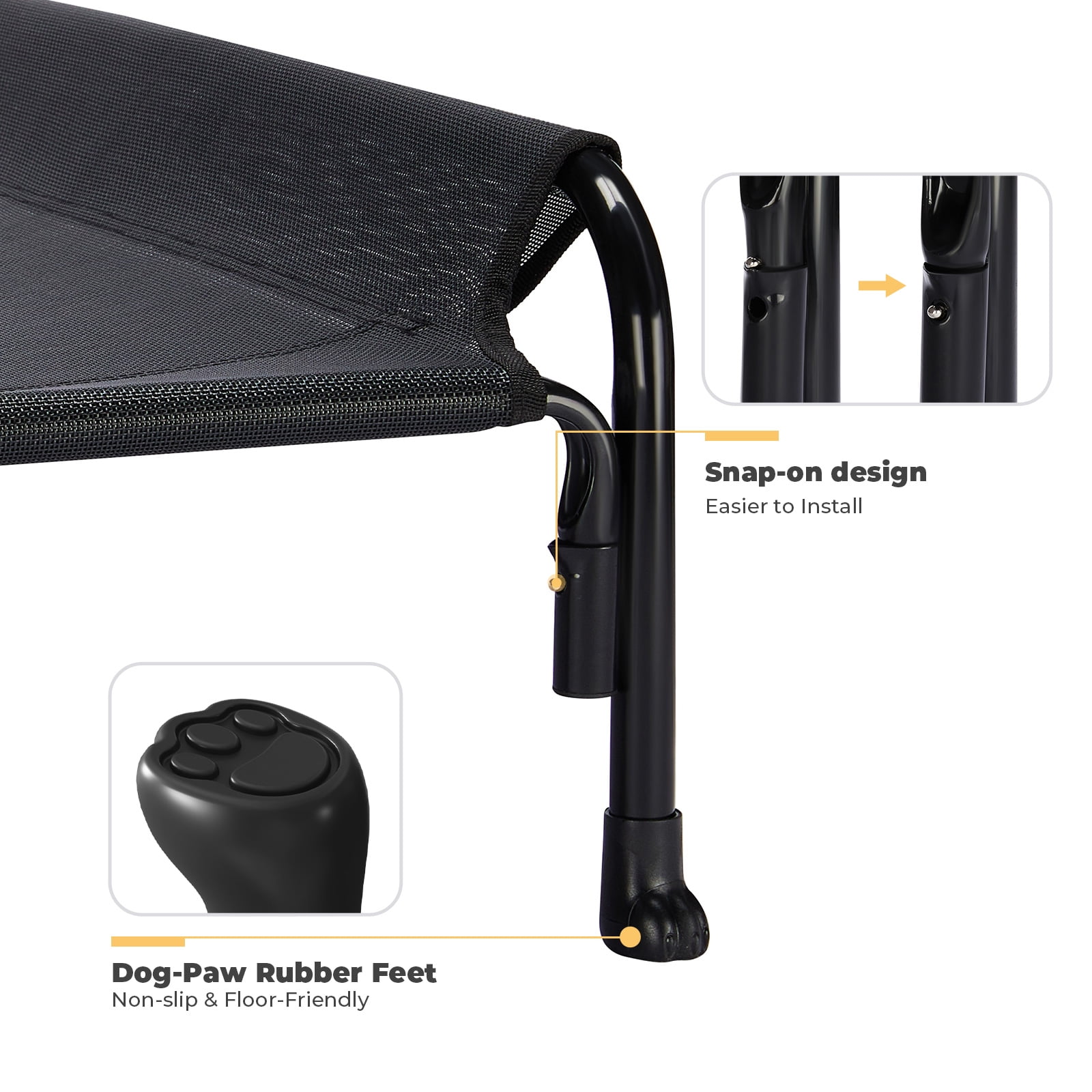 Veehoo Cooling Elevated Dog Bed, Chew Proof Dog Cot with Washable Mesh, Medium, Black