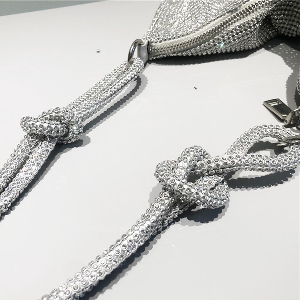 HeroNeo Elegant Shining for Rhinestone Clutch Purses Chain Strap Shoulder Bag Hobo Bags Chic Alexander Underarm Bag Top Zipper