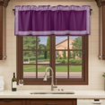 thumbnail image 6 of Dark Purple Greek Key Curtain Valances for Windows, Kitchen Valance Window Treatments Panel 2 Pack, Geometric Greece Ancient Farmhouse Geo Rod Pocket Short Curtains for Bathroom Bedroom 54 x 18 Inch, 6 of 8