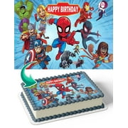 Spiderman Spidey Marvel Super Heroes Kids Edible Image Cake Topper Personalized Birthday Sheet Decal Banner 1/4 Sheet