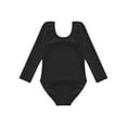 thumbnail image 3 of Eandarui Fleece-Lined Dance Leotard Solid Color Long Sleeve Ballet Gymnastics Bodysuit for Kids Girls Black 160, 3 of 7