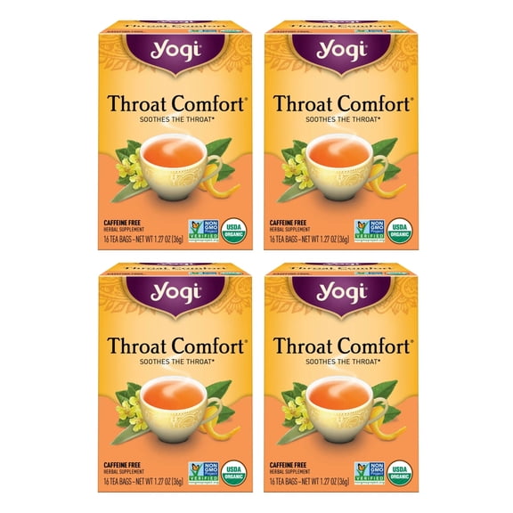 Yogi Tea, Throat Comfort 6 Pack, 96 Herbal Tea Bags, Caffeine Free