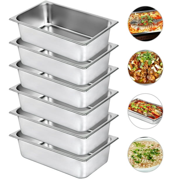 VEVORbrand Hotel Pans Full Size 2.5 Inch Deep, Steam Table Pan 6 Pack