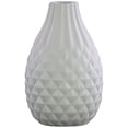 thumbnail image 2 of Urban Trends Collection 31844 Stoneware Round Pear Shaped Vase with Engraved Parallel Lines Design Neck, Matte & White, 2 of 2