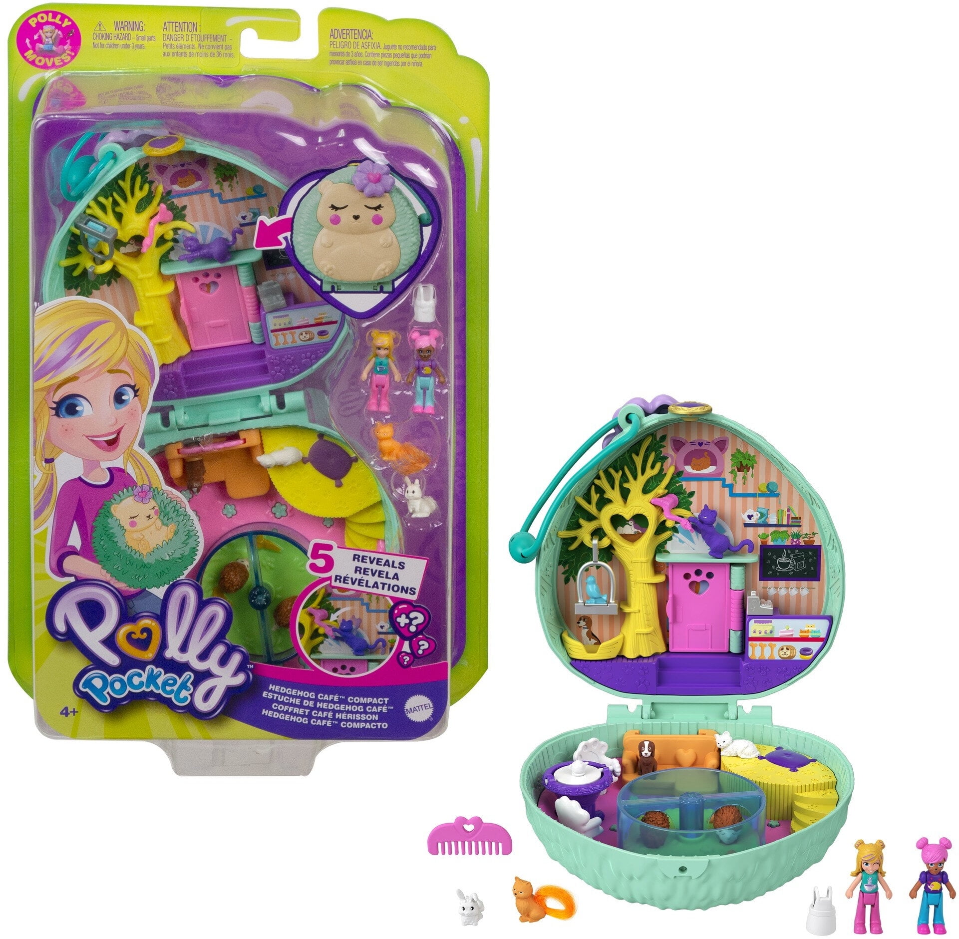 Polly Pocket Hedgehog Cafe Compact 2 Micro Dolls 2 Animal Figures Walmart Com