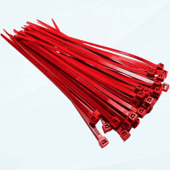 Nylon Plastic Cable Ties Long and Wide Extra Large Zip Ties Black and White wrap 50 pieces (Red, 4.8mm x 200mm)