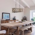 thumbnail image 5 of TOMIYA Wood Rustic Farmhouse Chandelier, 4-Light Dining Room Rectangle Kitchen Island Light Fixture, 5 of 5