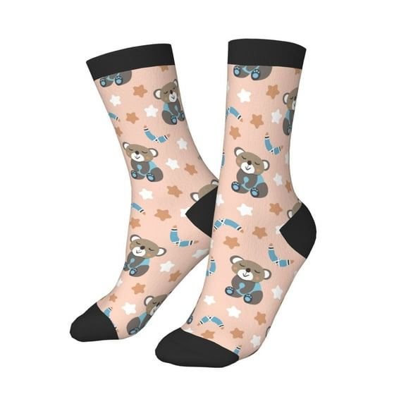 Kids Girls Boys Socks - Cute Cartoon Bear Stars Comfort Breathable Crew Socks for Boys Girls Kids, Soft Athletic Running Socks for Boys Socks 6-10 Years Old