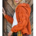 thumbnail image 3 of Knitted Hoody Cardigan Long Sleeves Pullover Sweater Coat Solid Color Open Front Cable Hooded Outwear Jacket, 3 of 3