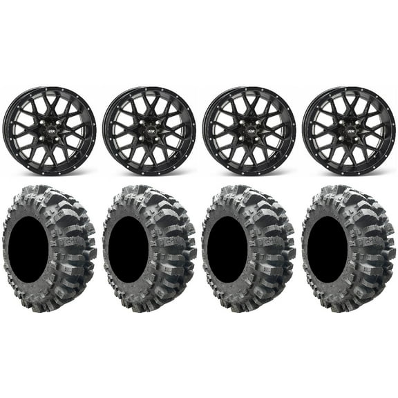 ITP Hurricane 14" Wheels Black 30" Bogger Tires Can-Am Maverick X3 / Honda Pioneer 1000 / Talon